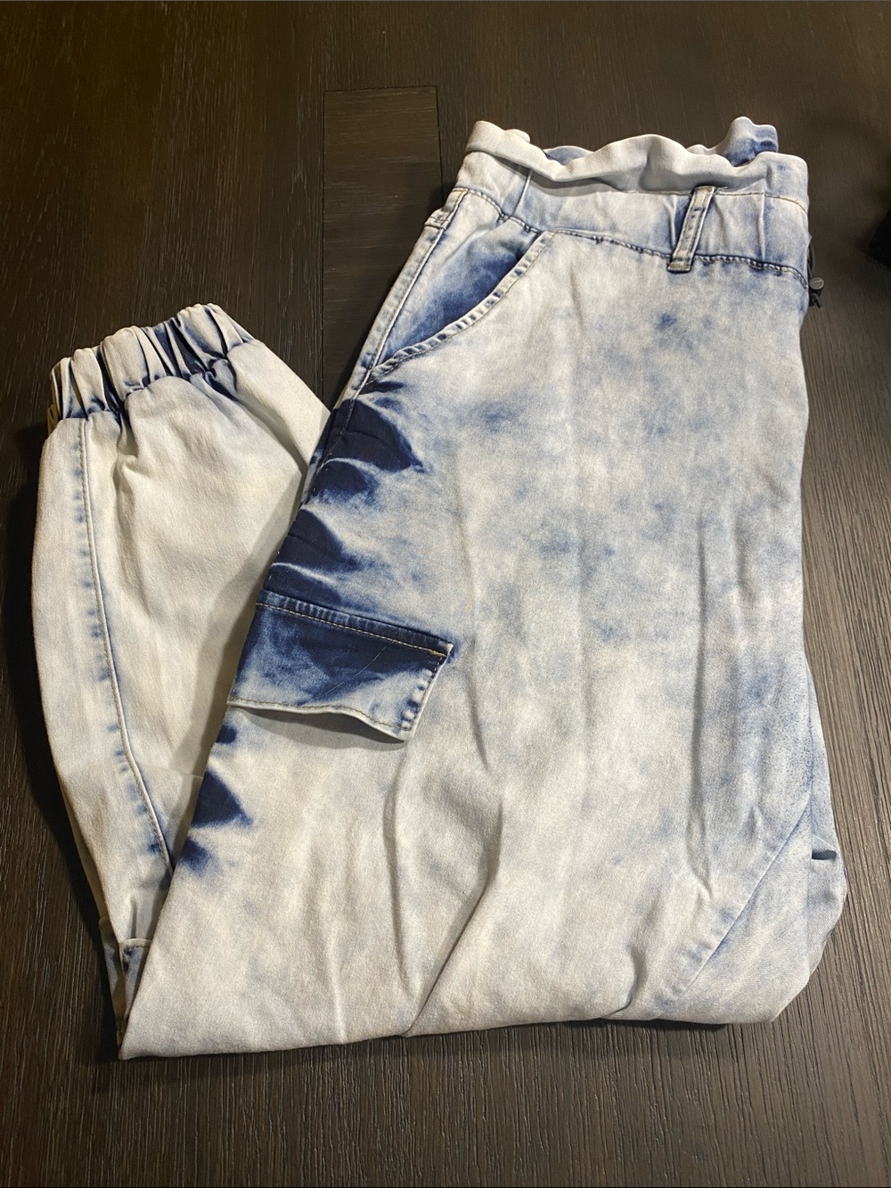 VIP Light Blue Acid-Wash Cargo Jeans